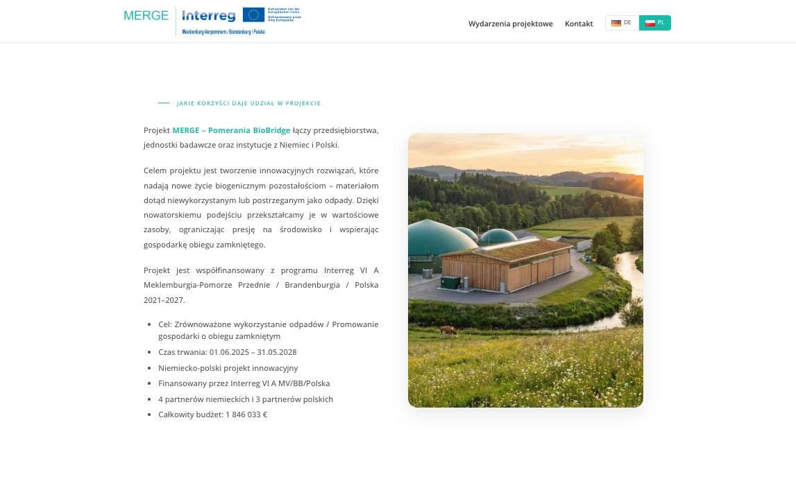 Strona projektu MERGE – Pomerania BioBridge